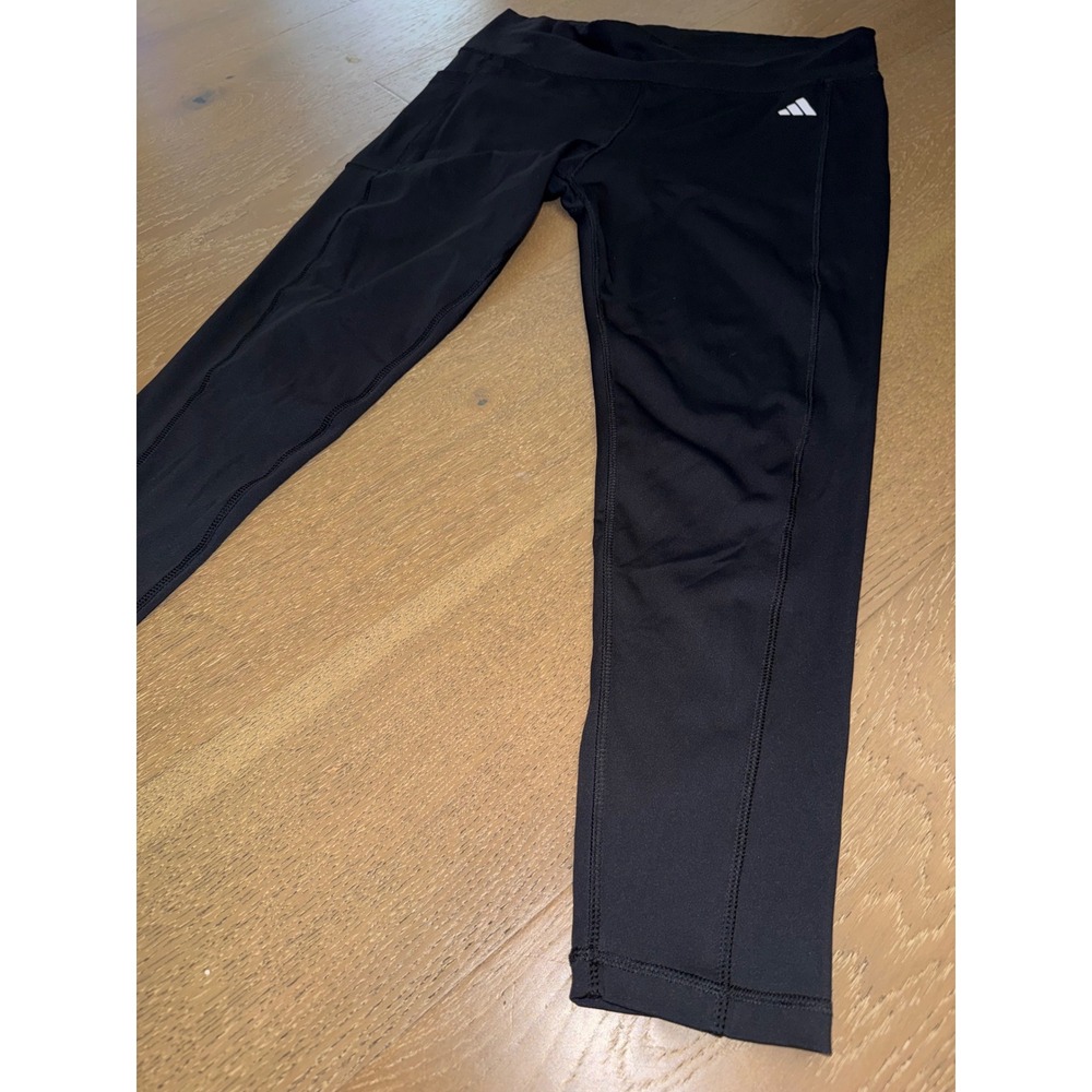 Adidas Womens High Waisted Athletic Leggings Black Side Pocket Tight Fit XL - Picture 4 of 6